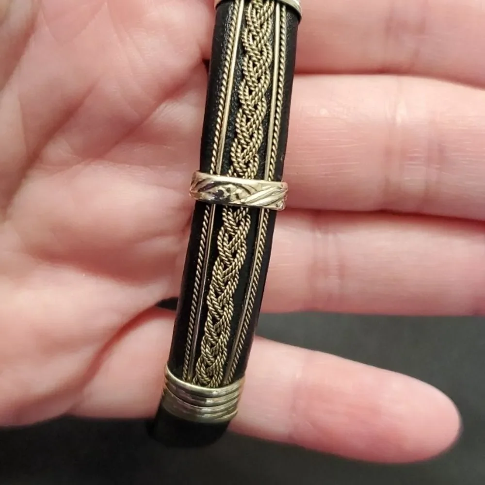 Black and silver tone cuff bracelet 6.75